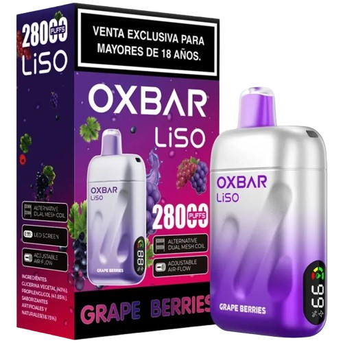 VAPORIZADOR OXBAR LISO 28000 PUFFS GRAPE BERRIES