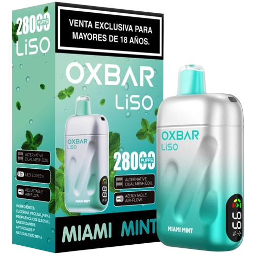 VAPORIZADOR OXBAR LISO 28000 PUFFS MIAMI MINT